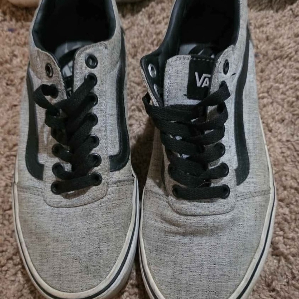 Vans Gray Canvas Low-Top Sneakers with Black Accents